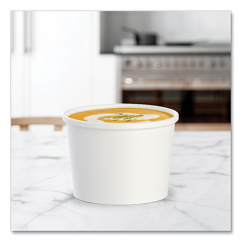 Flexstyle Double Poly Paper Containers, 12 oz, 3.6" Diameter, White, Paper, 25/Bag, 20 Bags/Carton (HS4125WH)