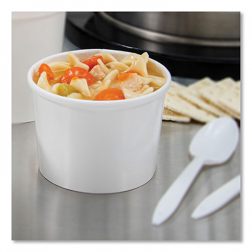 Flexstyle Double Poly Paper Containers, 12 oz, 3.6" Diameter, White, Paper, 25/Bag, 20 Bags/Carton (HS4125WH)