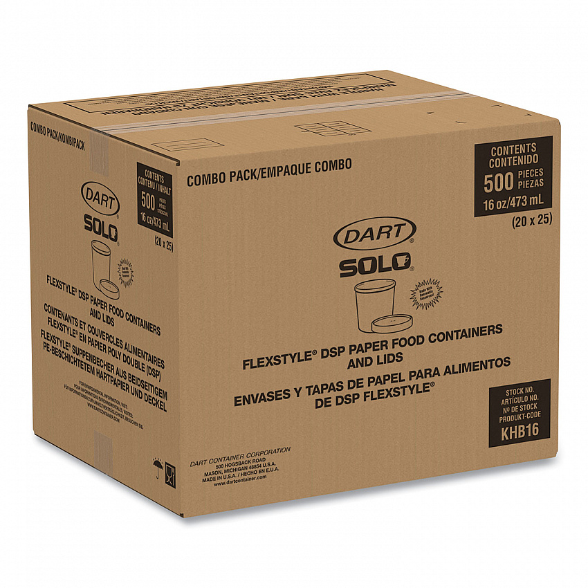Flexstyle Double Poly Food Combo Packs, 16 oz, Symphony, Paper, 25 Combos/Sleeve, 10 Sleeves/Carton (KHB16ASYM)