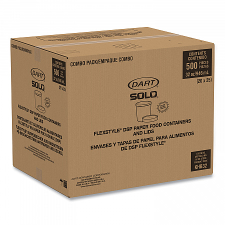 Flexstyle Double Poly Food Combo Packs, 32 oz, Symphony, Paper, 25 Cups and 25 Lids/Pack, 10 Packs/Carton (KHB32ASYM)