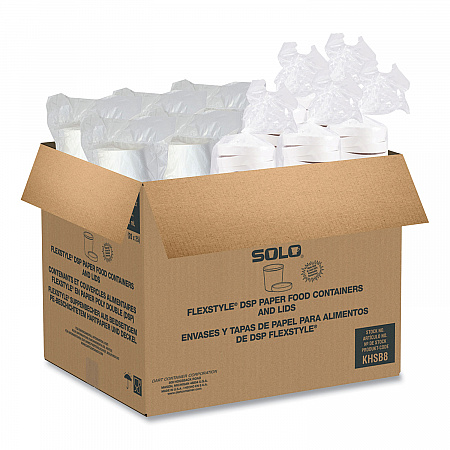 Flexstyle Double Poly Food Combo Packs, 8 oz, White, Paper, 25/Pack, 10 Packs/Carton (KHSB8AWH)