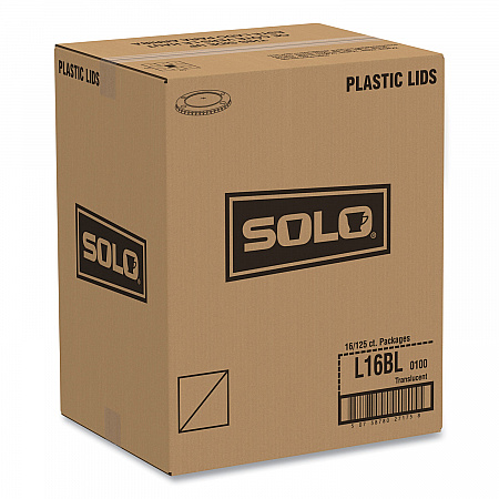 Polystyrene Plastic Flat Straw-Slot Cold Cup Lids, Fits 12 oz to 24 oz Cold Cups, Plastic, Translucent, 125/Pack, 16 Packs/CT (L16BL)