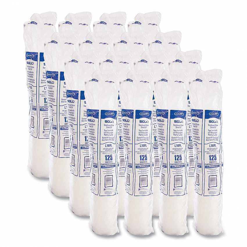 Polystyrene Plastic Flat Straw-Slot Cold Cup Lids, Fits 12 oz to 24 oz Cold Cups, Plastic, Translucent, 125/Pack, 16 Packs/CT (L16BL)