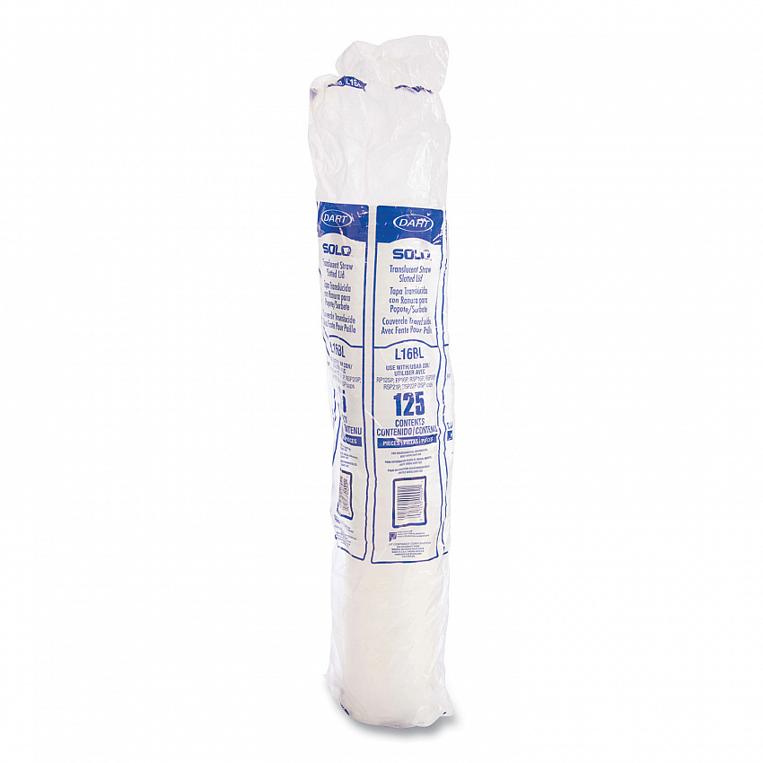 Polystyrene Plastic Flat Straw-Slot Cold Cup Lids, Fits 12 oz to 24 oz Cold Cups, Plastic, Translucent, 125/Pack, 16 Packs/CT (L16BL)