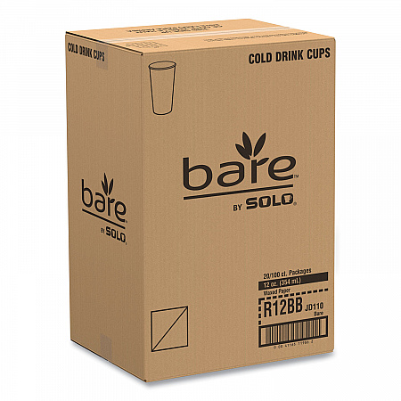 Bare Eco-Forward Paper Cold Cups, ProPlanet Seal, 12 oz, Green/White, 100/Sleeve, 20 Sleeves/Carton (R12BBJD110CT)