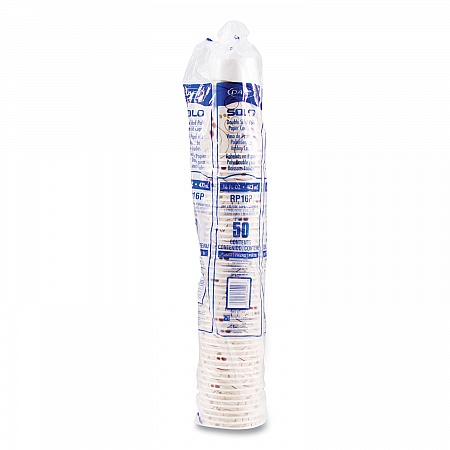 Double Sided Poly (DSP) Paper Cold Cups, 16 oz, Beige/White/Red, 50/Sleeve, 20 Sleeves/Carton (RP16PSYM)