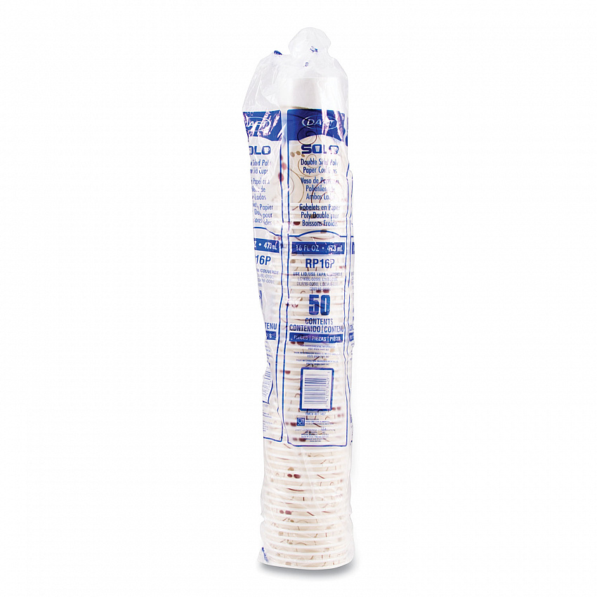 Double Sided Poly (DSP) Paper Cold Cups, 16 oz, Beige/White/Red, 50/Sleeve, 20 Sleeves/Carton (RP16PSYM)