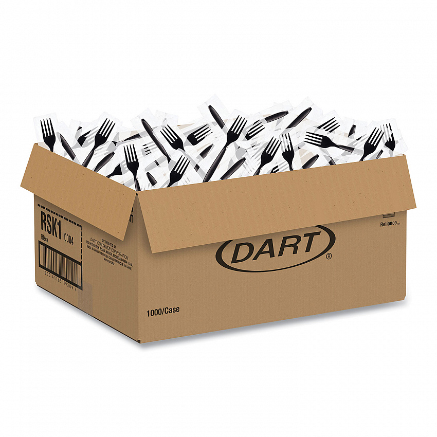 Reliance Mediumweight Cutlery, Fork, Plastic, Black, 1,000/Carton (RSK10004)