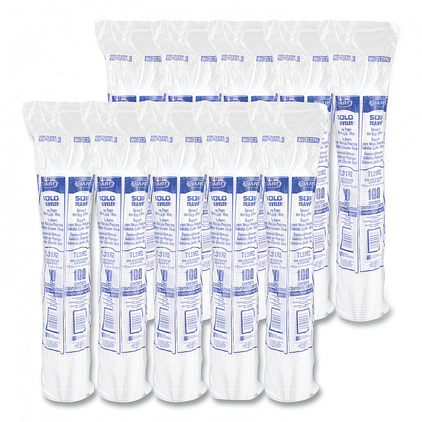 Traveler Cappuccino Style Dome Lid, Fits 10 oz Hot Cups, Plastic, White, 100/Pack, 10 Packs/Carton (TL31R2)