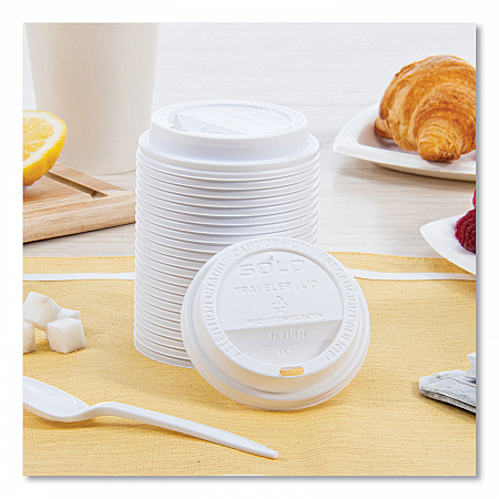 Traveler Cappuccino Style Dome Lid, Fits 10 oz Hot Cups, Plastic, White, 100/Pack, 10 Packs/Carton (TL31R2)