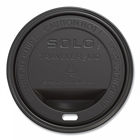 Traveler Cappuccino Style Dome Lid, Fits 10 oz to 24 oz Hot Cups, Plastic, Black, 100/Sleeve, 10 Sleeves/Carton (TLB316)