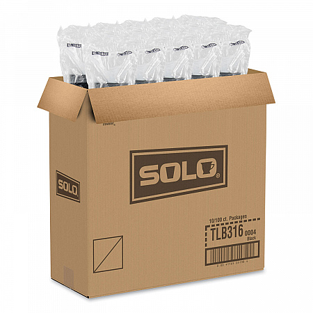 Traveler Cappuccino Style Dome Lid, Fits 10 oz to 24 oz Hot Cups, Plastic, Black, 100/Sleeve, 10 Sleeves/Carton (TLB316)