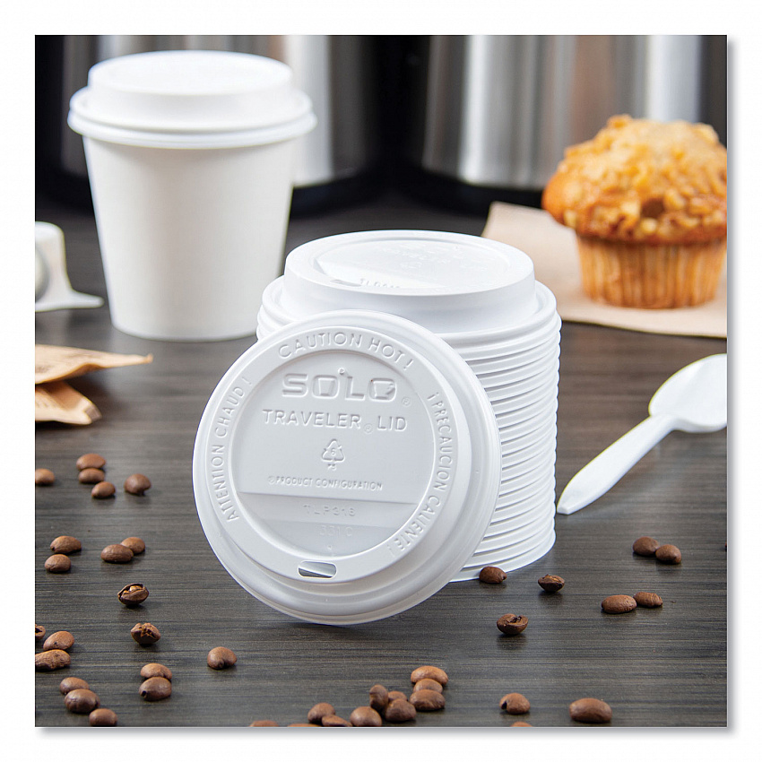 Traveler Cappuccino Style Dome Lid, Fits 10 oz to 24 oz Hot Cups, Plastic, White, 100/Pack, 10 Packs/Carton (TLP316)