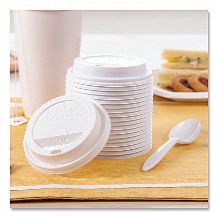 Traveler Cappuccino Style Dome Lid, Fits 10 oz to 24 oz Hot Cups, Plastic, White, 100/Pack, 10 Packs/Carton (TLP316)