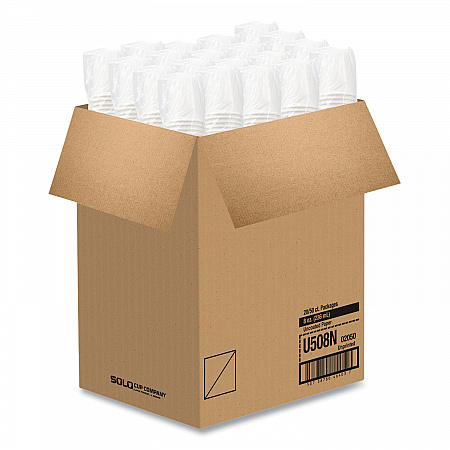 Uncoated Paper Cups, Hot Drink, 8 oz, White, 1,000/Carton (U508NU)