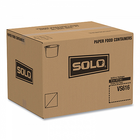 Double Poly Paper Food Container, Squat, 16 oz, White, 25/Pack, 20 Packs/Carton (VS616)