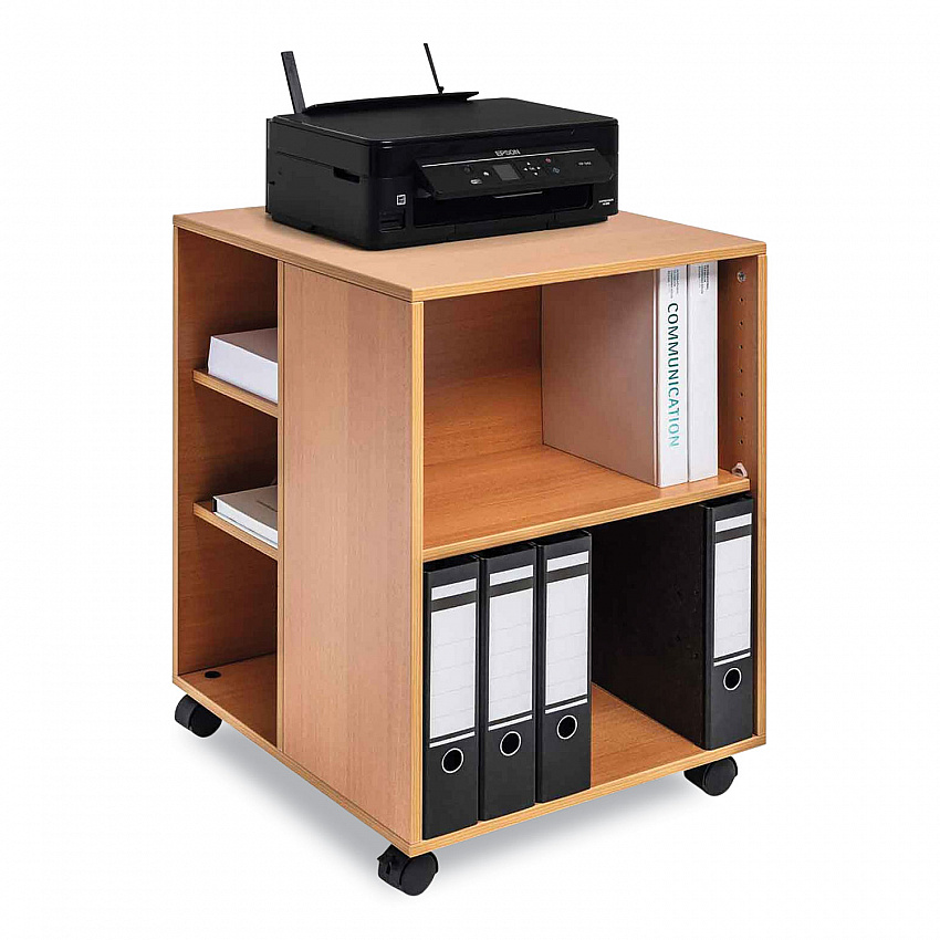 Flexible Multi-Functional Cart for Office Storage, Wood, 6 Shelves, 20.79 x 23.31 x 29.45, Beech (311347)