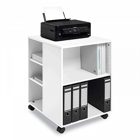Flexible Multi-Functional Cart for Office Storage, Wood, 6 Shelves, 20.79 x 23.31 x 29.45, White (311302)