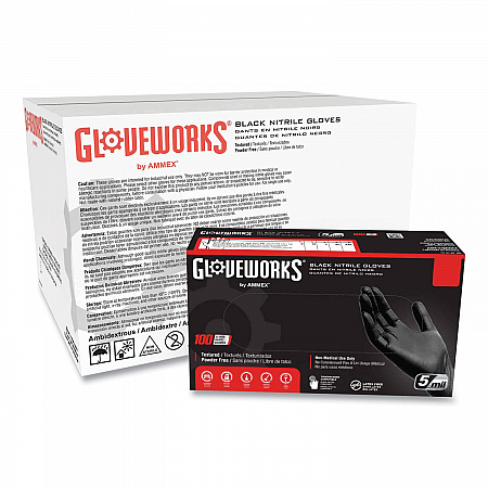 Industrial Nitrile Gloves, Powder-Free, Medium, 5 mil Thick, 9.5