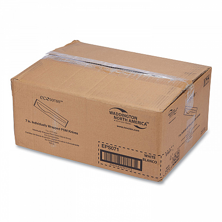EcoSense Renewable Plant Starch Cutlery, Individually Wrapped, Mediumweight Knife, Plastic, Natural, 750/Carton (EPS071)