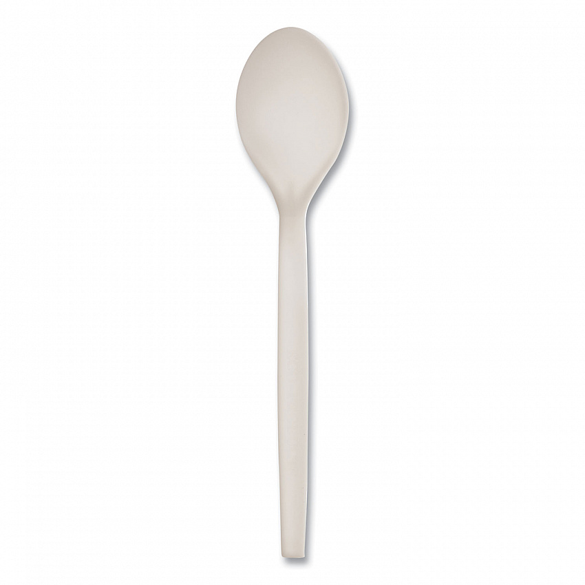 EcoSense Renewable Plant Starch Cutlery, Spoon, Plastic, Cream, 50/Pack, 20 Packs/Carton (EPS003)
