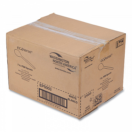 EcoSense Renewable Plant Starch Cutlery, Spoon, Plastic, Cream, 50/Pack, 20 Packs/Carton (EPS003)