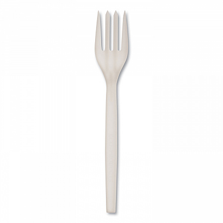 EcoSense Renewable Plant Starch Cutlery, Fork, Plastic, Cream, 50/Pack, 20 Packs/Carton (EPS002)