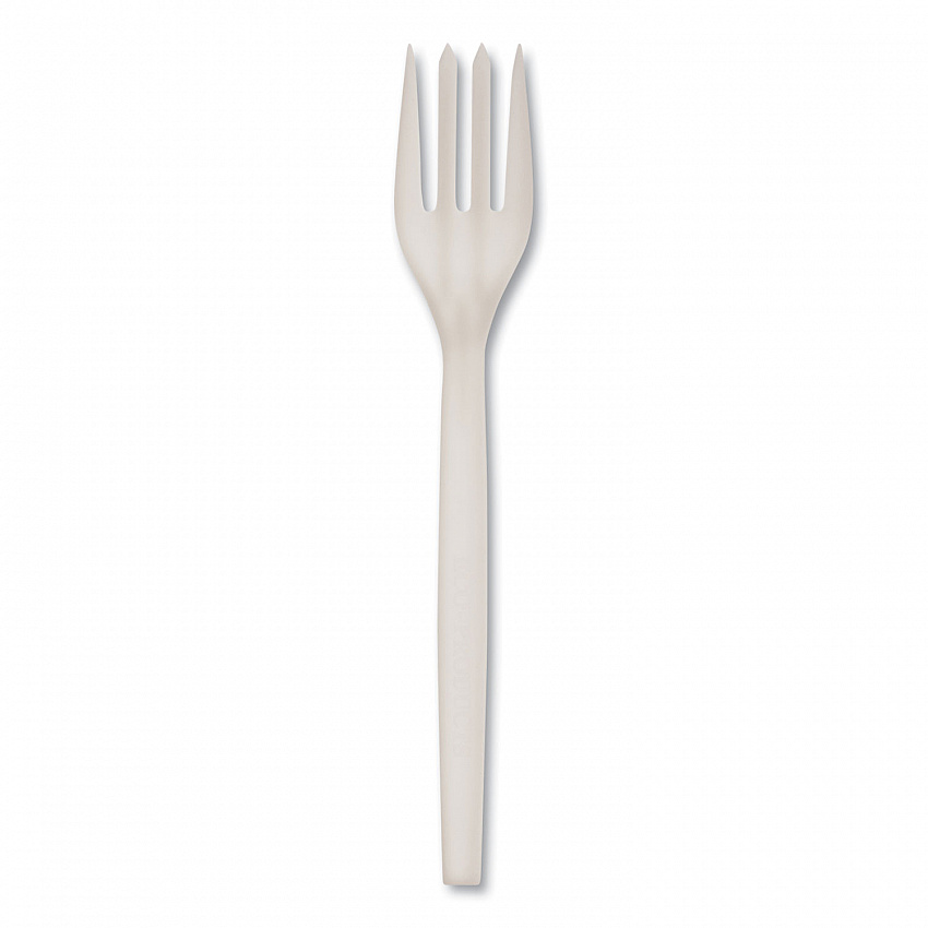 EcoSense Renewable Plant Starch Cutlery, Fork, Plastic, Cream, 50/Pack, 20 Packs/Carton (EPS002)