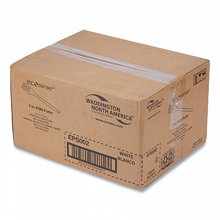 EcoSense Renewable Plant Starch Cutlery, Fork, Plastic, Cream, 50/Pack, 20 Packs/Carton (EPS002)