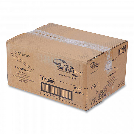 EcoSense Renewable Plant Starch Cutlery, Knife, Plastic, Cream, 50/Pack, 20 Packs/Carton (EPS001)