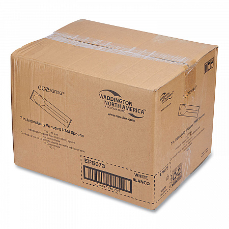 EcoSense Renewable Plant Starch Cutlery, Individually Wrapped, Mediumweight Spoon, Plastic, Natural, 750/Carton (EPS073)