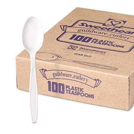 Dart Guildware Heavyweight Plastic Teaspoons, White, 100/Box, 10 Boxes/Carton (GBX7TW)