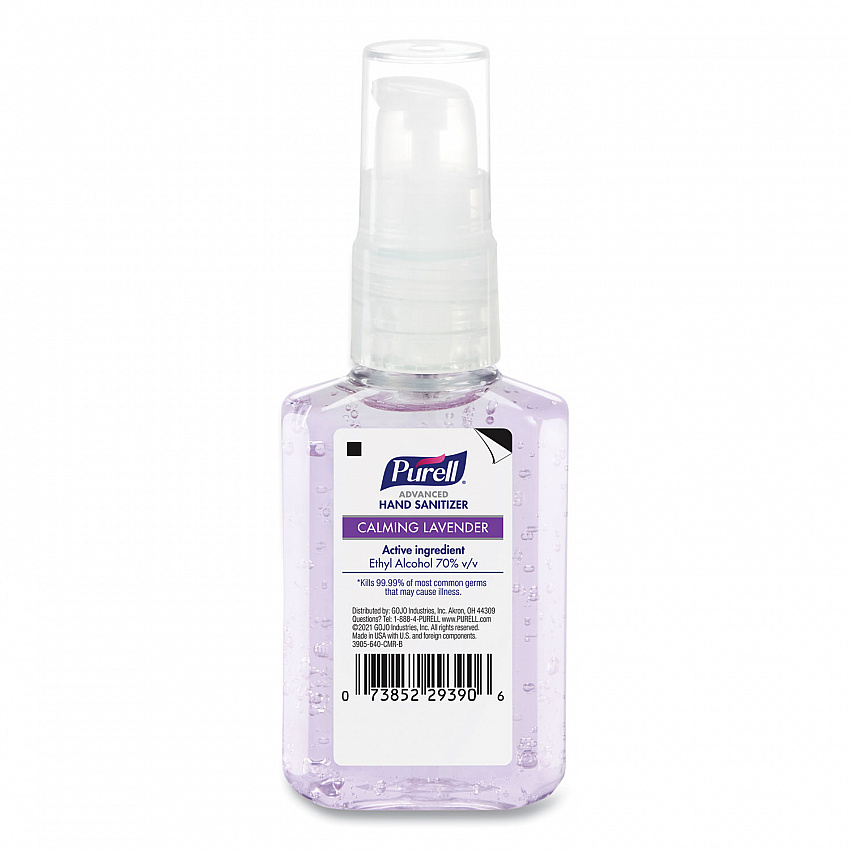 Advanced Hand Sanitizer Gel Infused with Essential Oils, 2 oz Travel-Sized Pump Bottle, Lavender Scent, 24/Carton (390524CMR)
