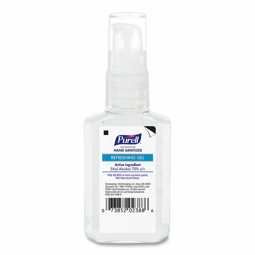 Advanced Hand Sanitizer Refreshing Gel, 2 oz Travel-Sized Pump Bottle, Clean Scent, 24/Carton (305024CMR)