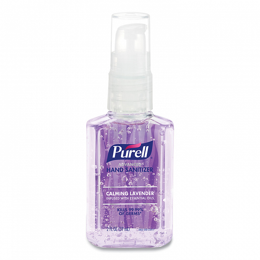 Advanced Hand Sanitizer Gel Infused with Essential Oils, 2 oz Travel-Sized Pump Bottle, Lavender Scent, 24/Carton (390524CMR)