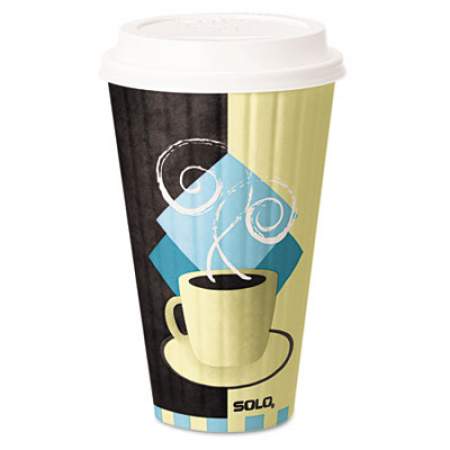 Dart Duo Shield Insulated Paper Hot Cups, 20 oz, Tuscan Cafe, Chocolate/Blue/Beige, 350/Carton (IC20J7534)