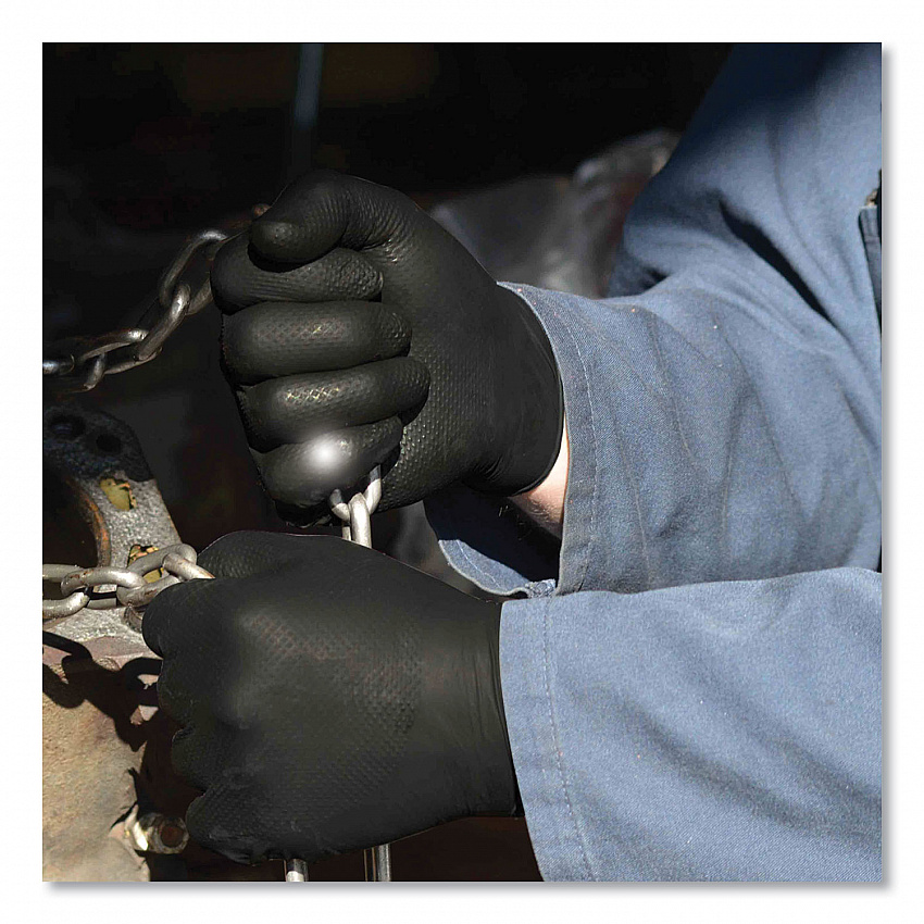 Heavy-Duty Industrial Nitrile Gloves, Powder-Free, Large, 6 mil Thick, 9.5" Long, Black, 100/Box, 10 Boxes/Carton (GWBN46100)