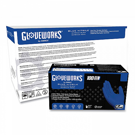 Heavy-Duty Industrial Nitrile Gloves, Powder-Free, Medium, 6 mil Thick, 9.5