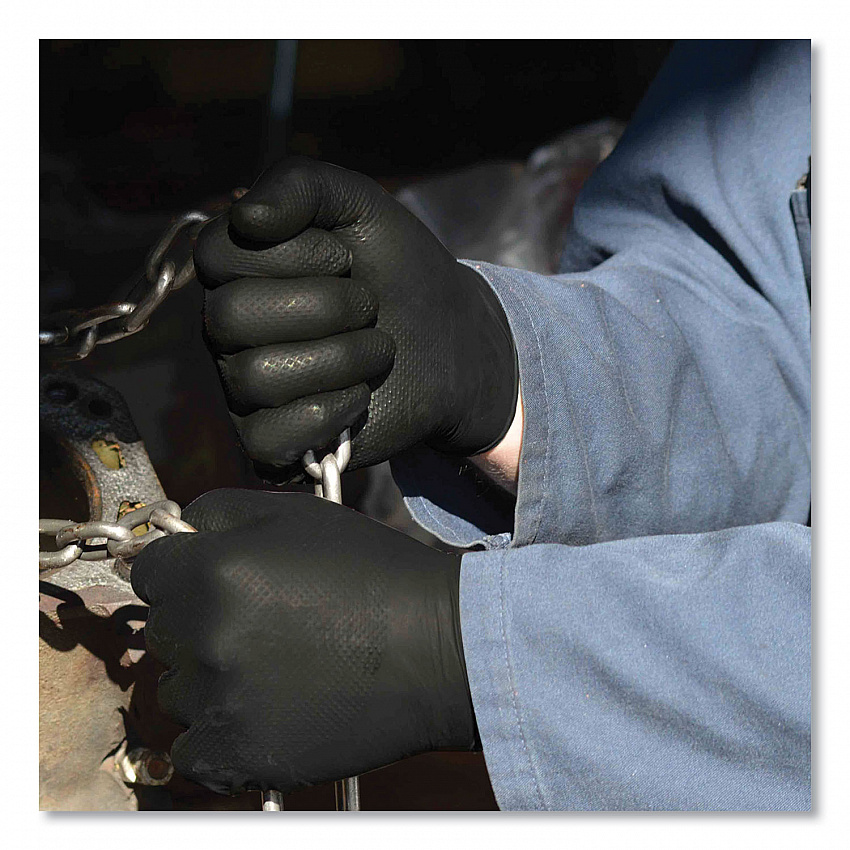Heavy-Duty Industrial Nitrile Gloves, Powder-Free, X-Large, 6 mil Thick, 9.5" Long, Black, 100/Box, 10 Boxes/Carton (GWBN48100)