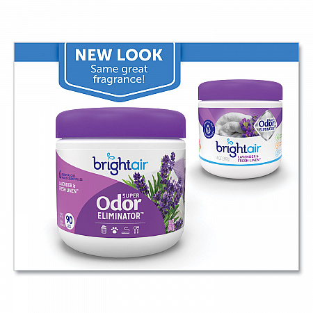 Super Odor Eliminator, Lavender and Fresh Linen, Purple, 14 oz Jar, 6/Carton (901325CT)
