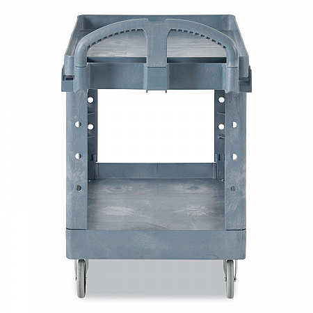 BRUTE Heavy-Duty Ergo Handle Utility Cart, Plastic, Two Shelves, 500 lb Capacity, 25.5