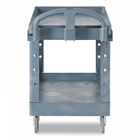 BRUTE Heavy-Duty Ergo Handle Utility Cart, Plastic, 2 Shelves, 750 lb Capacity, 26