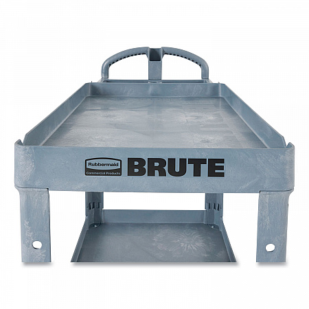 BRUTE Heavy-Duty Ergo Handle Utility Cart, Plastic, 2 Shelves, 750 lb Capacity, 26