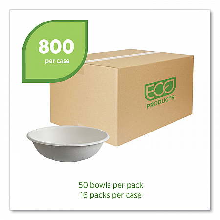 Vanguard Renewable and Compostable Sugarcane Bowls, 16 oz, White, 800/Carton (EPBL16CNFA)