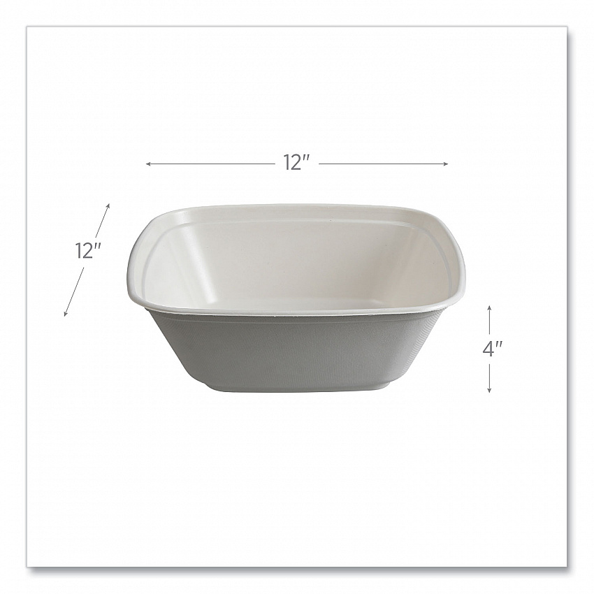 Regalia Sugarcane Servingware, Bowl, 160 oz, White, 100 Bowls/Carton (EPBL160LNFA)