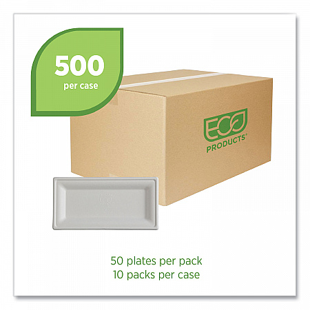 Vanguard Renewable and Compostable Sugarcane Plates, 5 x 10, White, 500/Carton (EPP024NFA)