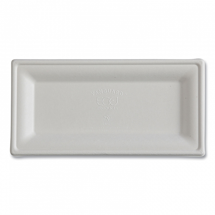 Vanguard Renewable and Compostable Sugarcane Plates, 5 x 10, White, 500/Carton (EPP024NFA)