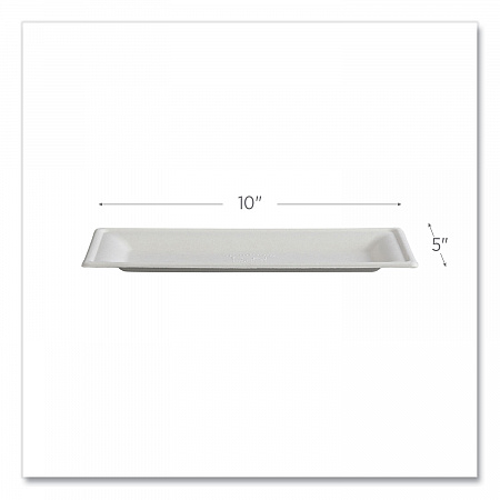 Vanguard Renewable and Compostable Sugarcane Plates, 5 x 10, White, 500/Carton (EPP024NFA)
