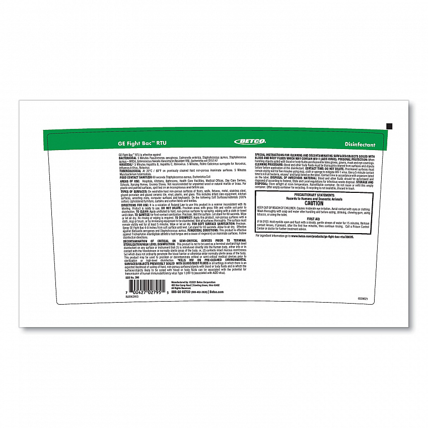 Fight Bac RTU Disinfectant, Fresh Scent, 5 gal Pail (3900500)