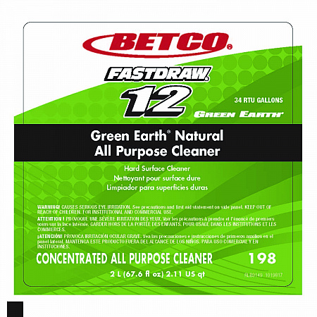 Green Earth FastDraw Natural All Purpose Cleaner, Clean Scent, 2 L Bottle, 4/Carton (1984700)
